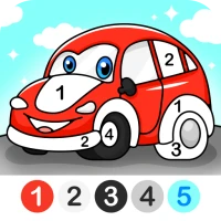 Cars color by number for kids